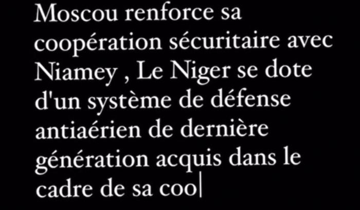 La livraison par la Russie au Niger des systèmes de défenses antiaérienne :