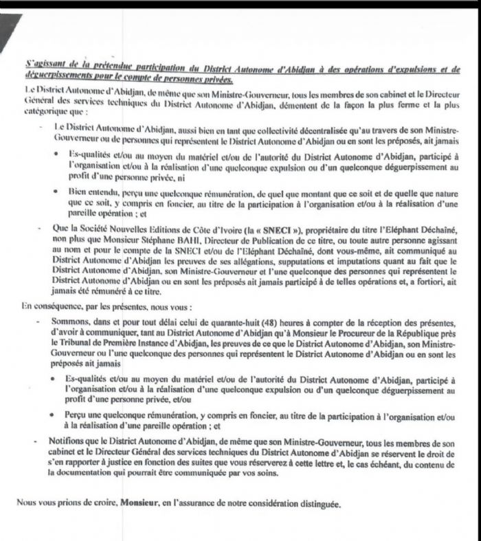 Plainte contre Assalé Tiémoko : ce que le District Autonome d’Abidjan n’a pas du tout dit
