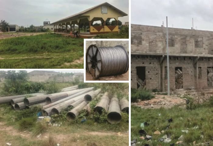 Togo / Agoè-Fidokpui: Poteaux et câbles électriques abandonnés au milieu d’un marché inauguré aujourd’hui
