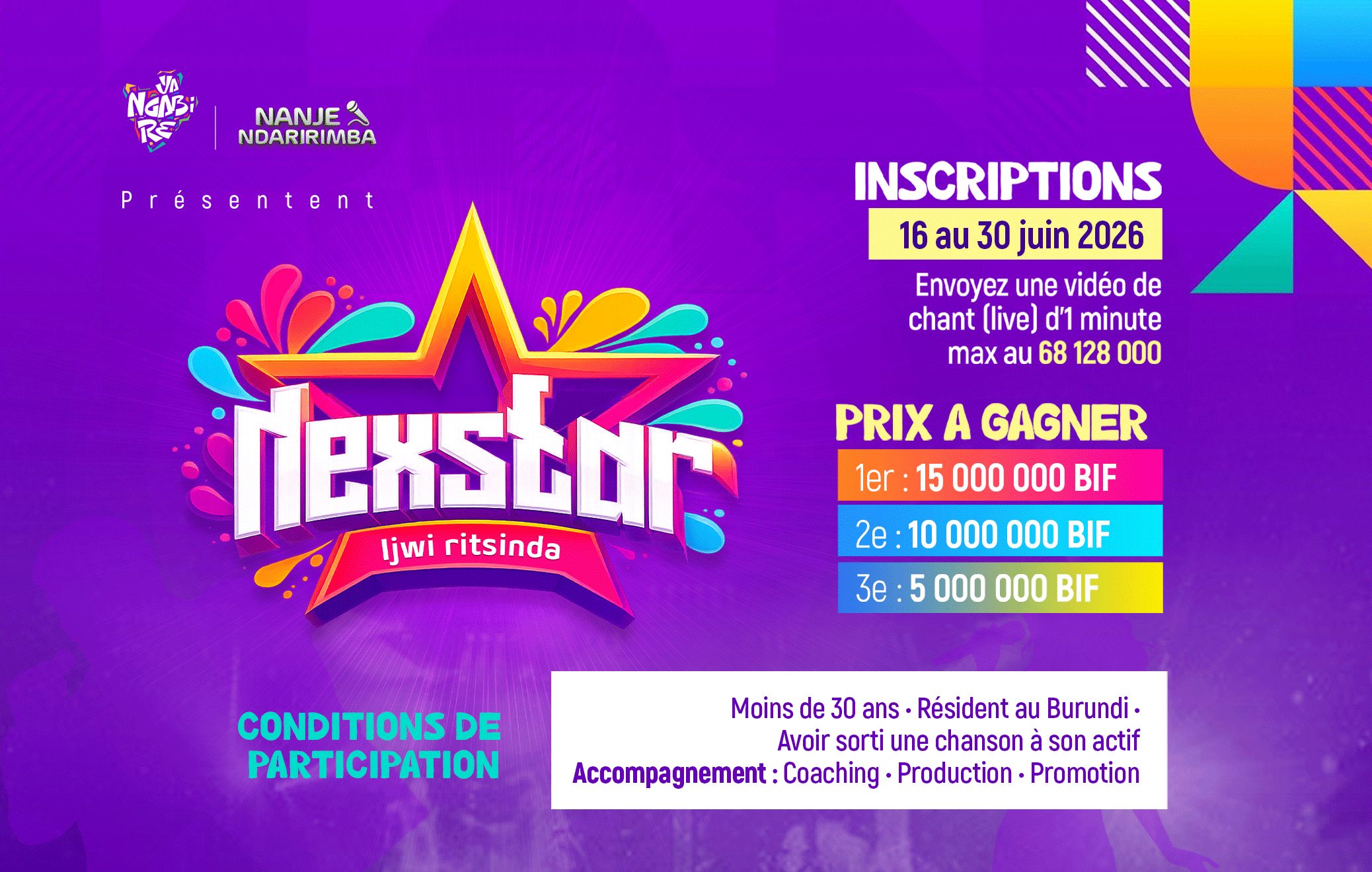 NeXstar à la quête de la nouvelle star du Burundi : les inscriptions sont ouvertes !