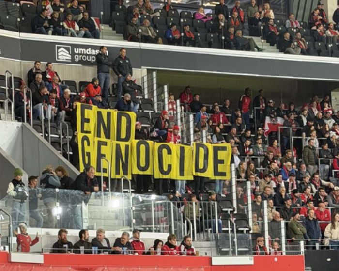 Autriche. Une action de protestation contre le génocide à Gaza lors d’un match de la Ligue des nations de l’UEFA auquel participait l’équipe d’Israël